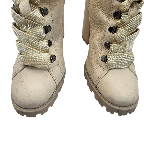 Schutz Leather Cream Lace-Up Heeled Ankle Boots Size 7.5 - Picture 3 of 7